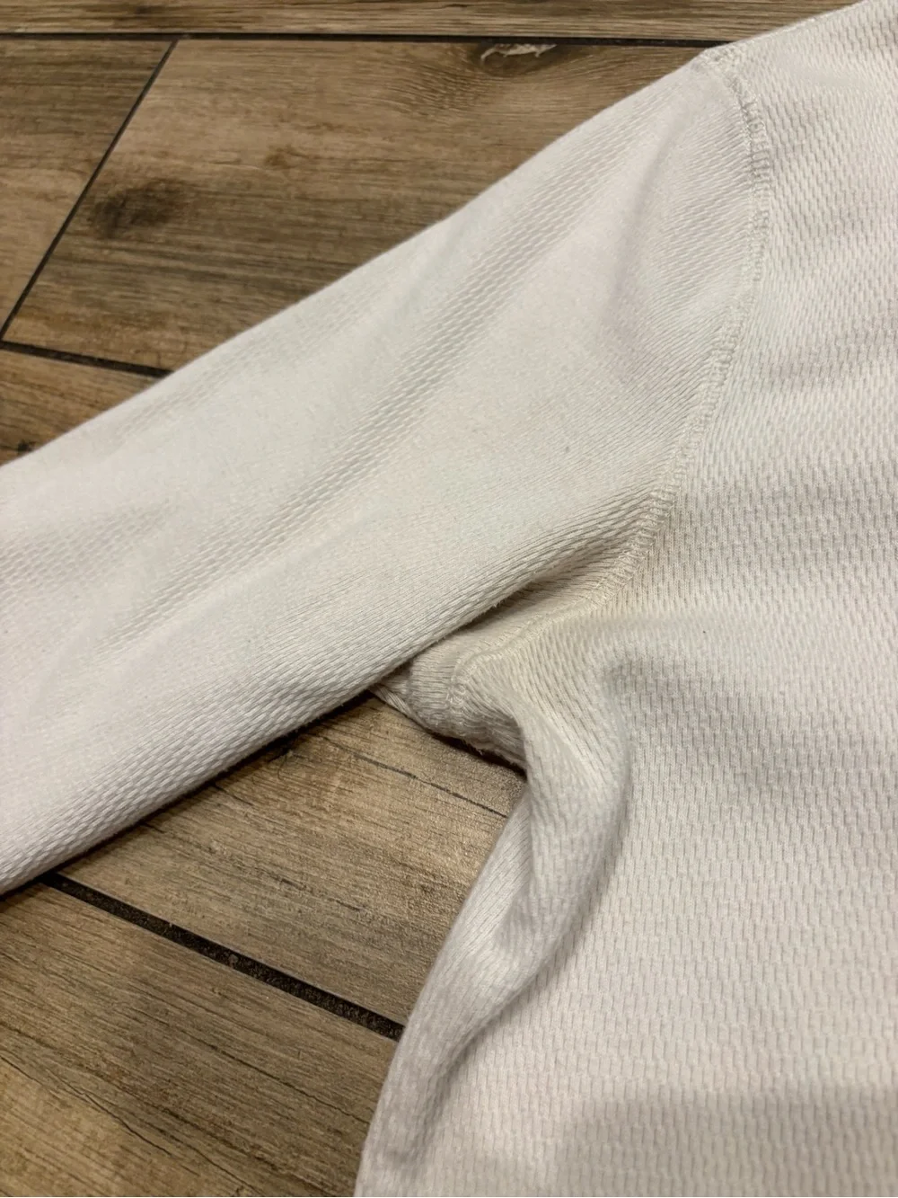 Vintage Abercrombie & Fitch Mens Large White Waffle Knit Henley Shirt Moose Logo